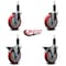 Service Caster 5'' Red Poly Wheel Swivel 1-1/8'' Expanding Stem Caster Set 2 Brakes, 4PK SCC-EX20S514-PPUB-RED-2-PLB-2-118 - alternate 2
